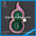 Charm S925 Round Green Jade Calabash Pendant